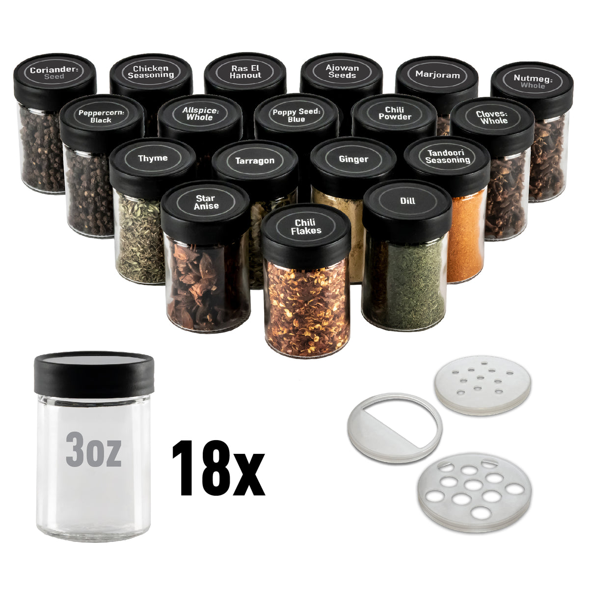 Kitchen  3 Pack Glass Spice Jars Set 32oz 95ml Mini Spice Jar