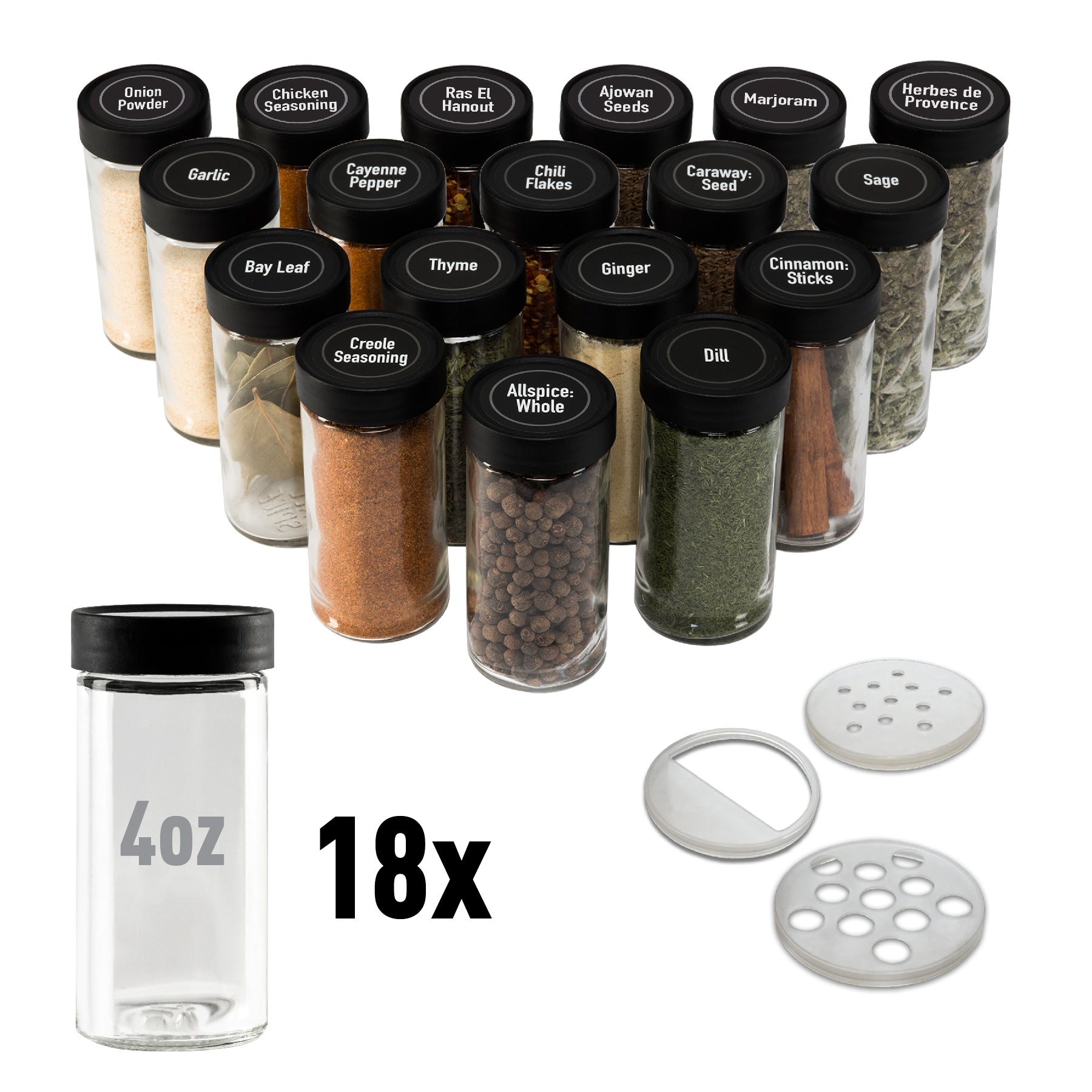 Round Spice Jars - 4 oz