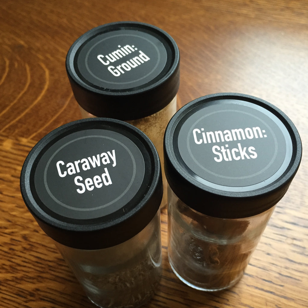 4 ounce glass spice jars with spice jar labels
